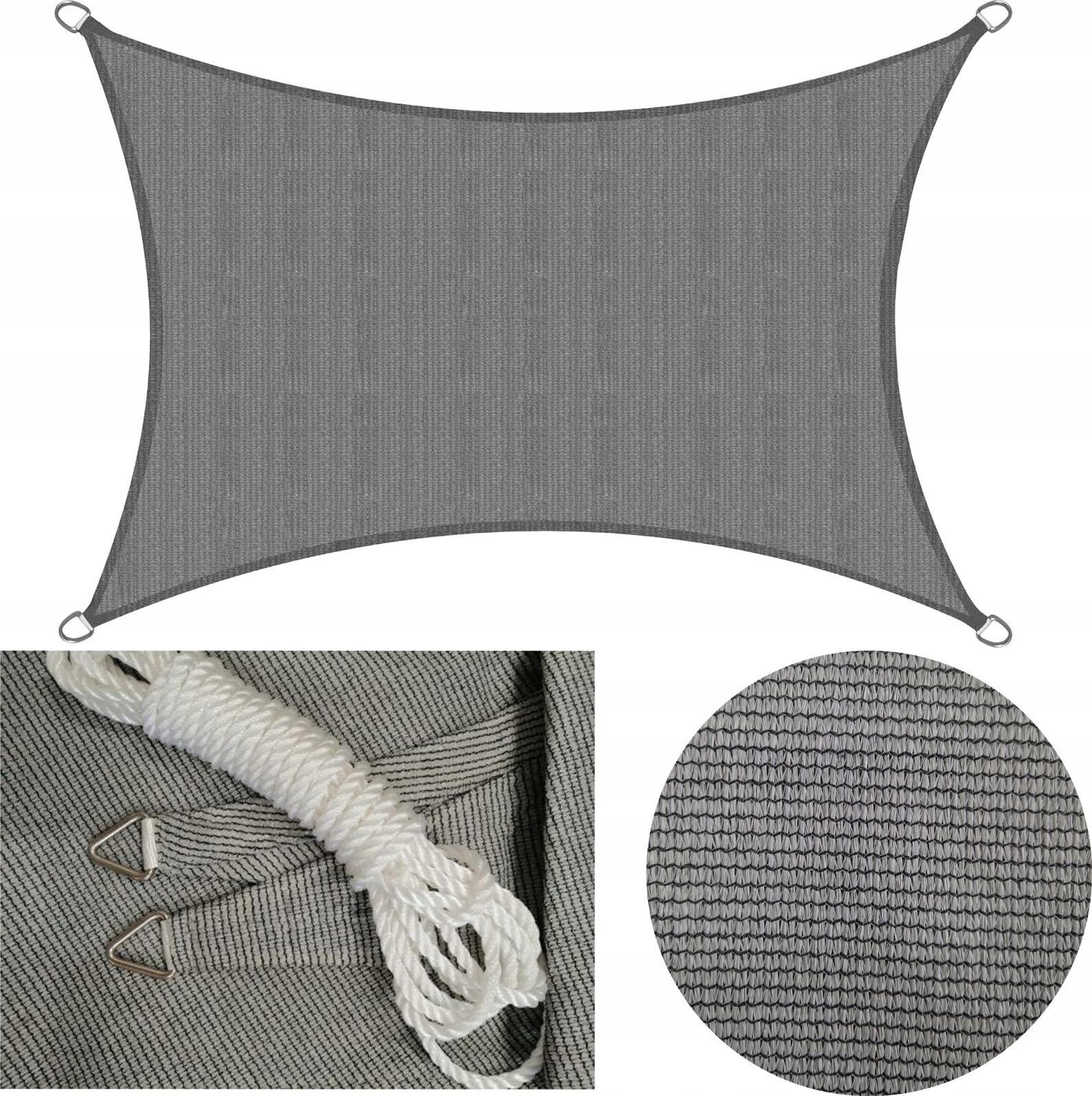 Gutex HDPE Terrassensegel 5 m x 3 m Terrassenbeschattungsnetz grau