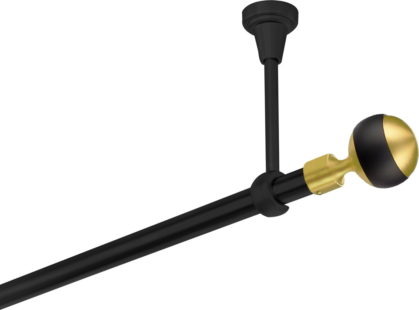 MDEKOR Gardinenstange Schwarz Matt stabile Vorhangstange 19 mm mit Kugel Modern einfache Montage, Montageort: Decke, 1-läufig, 120 cm 19 czarny I sufit K MOD 120 cm