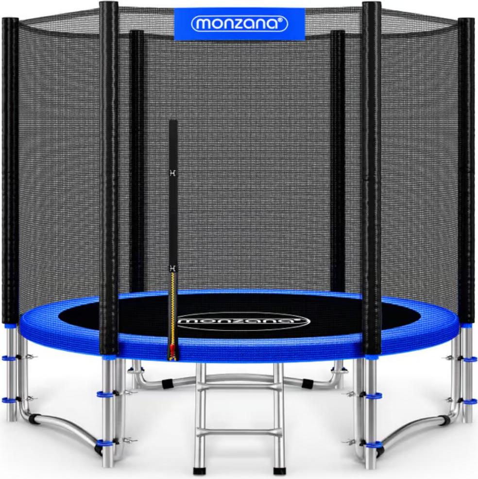 Trampolína s bezpečnostnou sieťou JUMP, Ø244cm, čierna/modrá