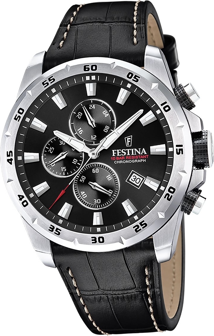 Festina pánske hodinky kožené čierne Festina náramkové hodinky s chronografom D2UF20692/4