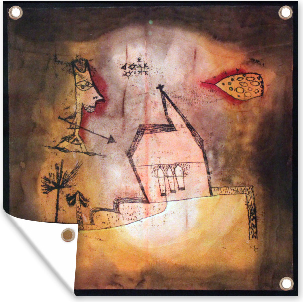 MuchoWow® 50x50 cm Outdoor-Poster Gartendeko Sichtschutz Garten Poster für den Garten Bebende Kapelle anagoria - Gemälde von Paul Klee 133|157601525