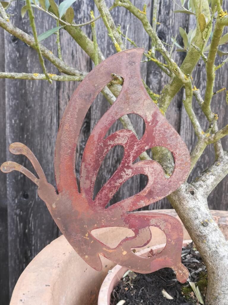 Metalldekoration Walser Edelrost Schmetterling Elke, 1 Flügel