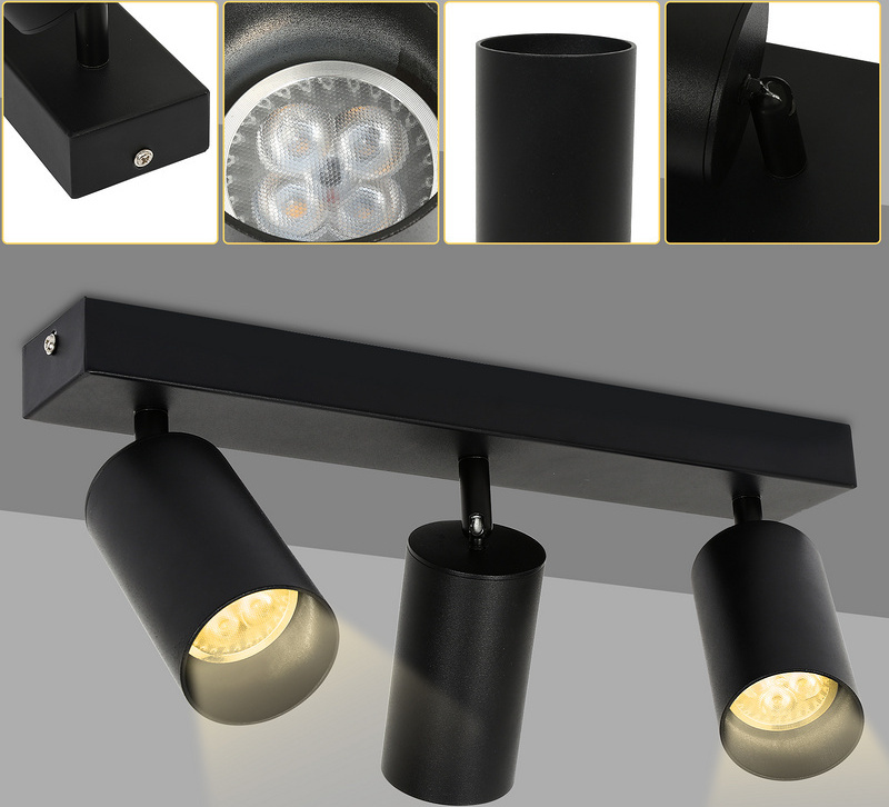 Jopassy Deckenstrahler schwenkbar Deckenleuchte Wandleuchte für Wohnzimmer, Küche, Esszimmer Einzelkopfstrahler 3x GU10 Fassung RL-HG7376-1-OTq