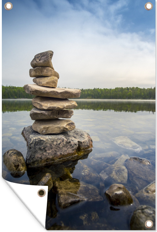 MuchoWow® 40x60 cm Outdoor-Poster Gartendeko Sichtschutz Garten Poster für den Garten Steinhaufen im Bruce Peninsula National Park in Ontario 133|1314221
