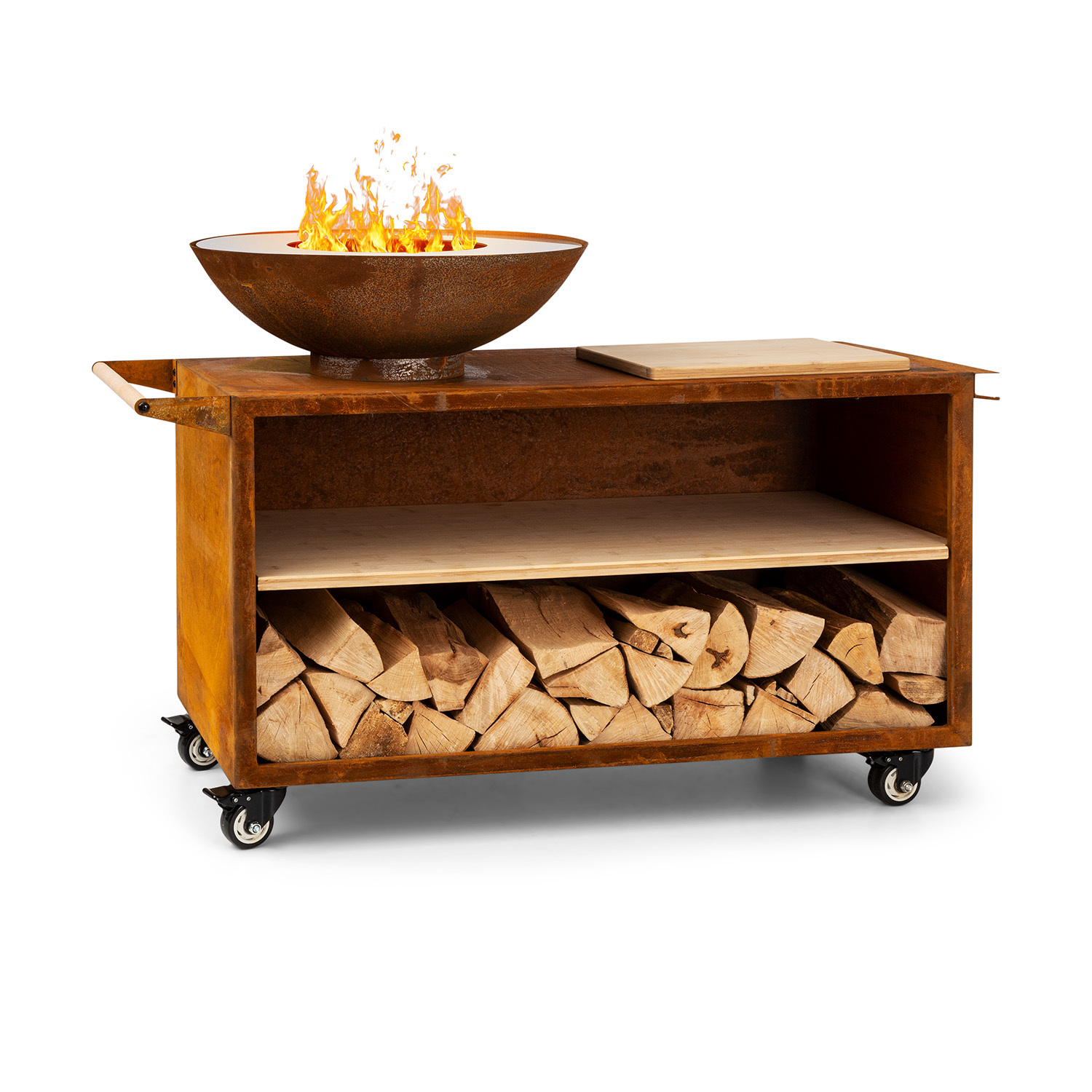 Blumfeldt Feuerschale, Tragbare Feuerschalen für den Garten, Outdoor Feuerstelle, Feuerschalen mit Grillrost, Feuerschale Groß, Gartenfeuerschale für Balkon & Terrasse, 128 x 90 x 59 cm 173