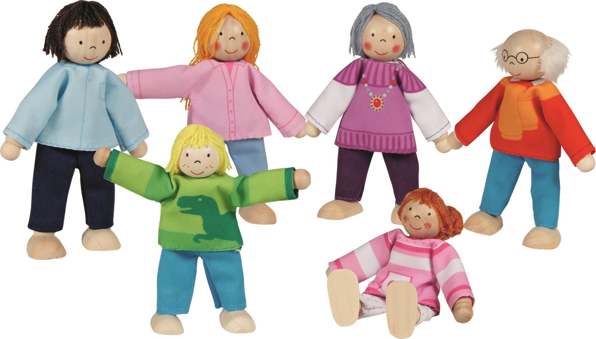 1:12 Puppenfamilie Puppenhaus Familie 7 Biegepuppen Holzpuppen Set