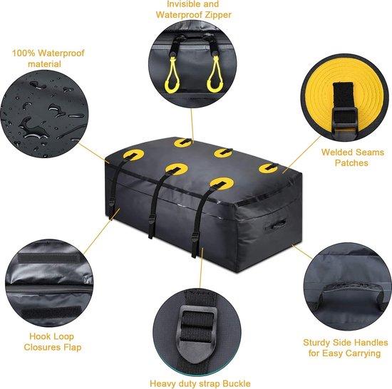 OEM Dachbox, faltbare Dachbox, 0,43 Kubikmeter, wasserdichte Auto-Aufbewahrungsbox mit oder ohne Dachträger, Reisen und Gepäcktransport, PKWs, Transporter, SUVs, schwarz 2026