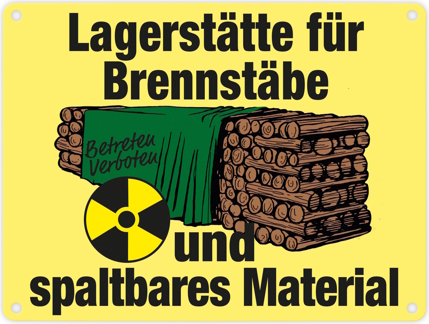speecheese Lagerstätte für Brennstäbe - Brennholzlager Metallschild in 15x20 cm in Gelb