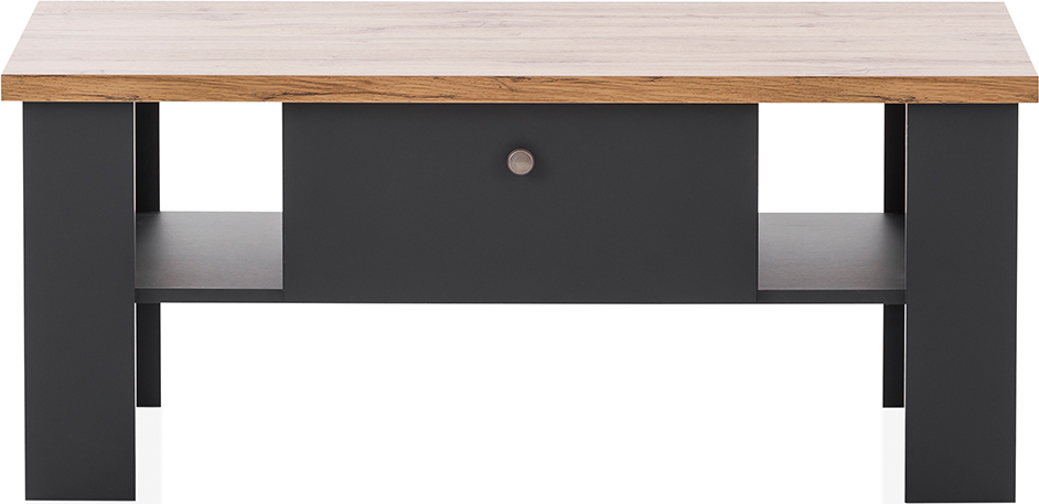 Wohnzimmer Couchtisch mit 1 Schubkasten CESENA-61 in anthrazit mit Wotan Eiche Nb., B/H/T ca. 110/45/70 cm