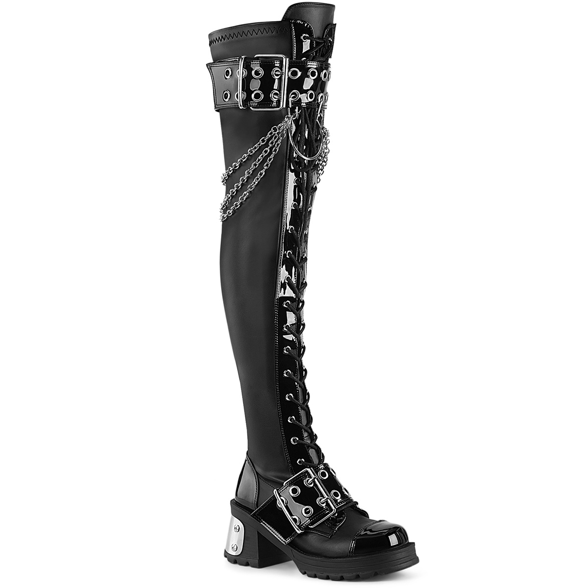 BRATTY-304 Damen Boots von DemoniaCult, Schwarz EU 38, US 8 BRATTY304/BVL#US8