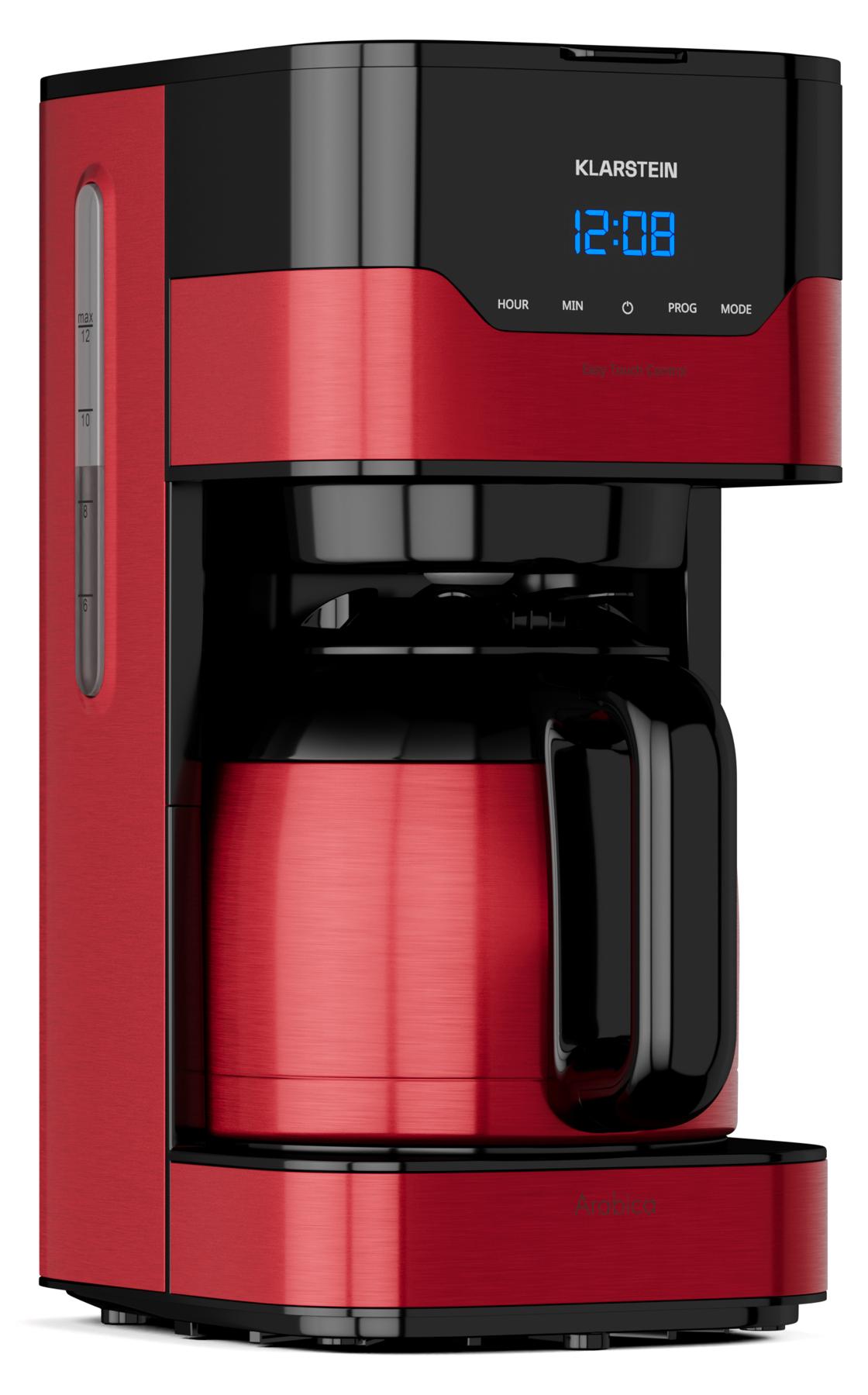 Klarstein 1,2 L Kaffeemaschine mit Thermoskanne und Timer, Kaffeemaschine Filtermaschine für 10 Tassen, 800 W Filter Kaffeemaschine Groß, Filterkaffeemaschine mit Edelstahl-Thermoskanne für Kaffee 35