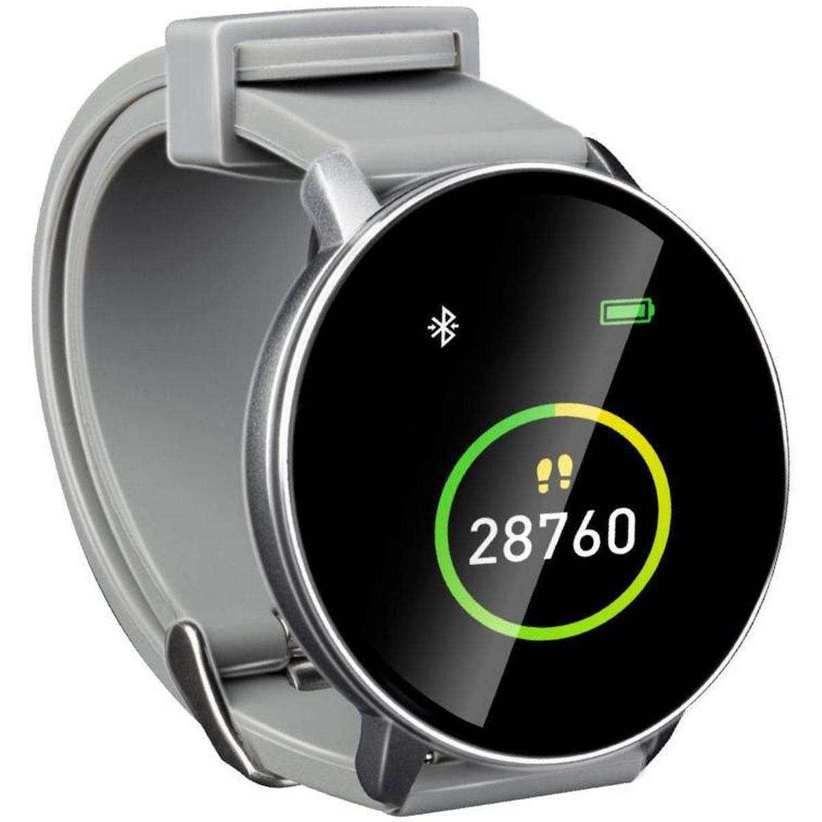 Umbro Fitness Tracker Bluetooth - inteligentné hodinky so športovými funkciami - fitness hodinky HR a senzor telesnej teploty - krokomer s 1,3-palcovým dotykovým displejom - športové hodinky IP68 vodotesné - sivé