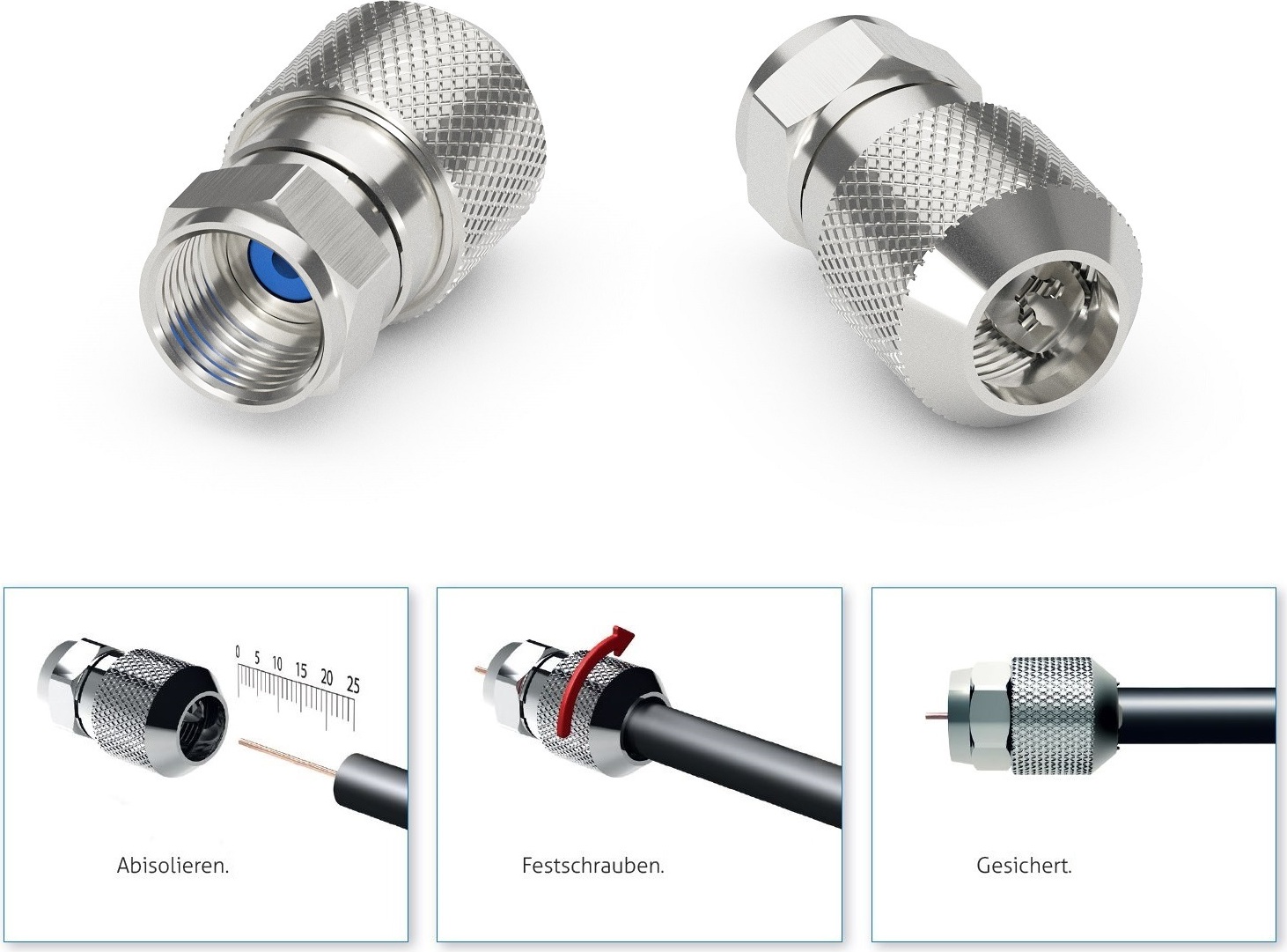 Conecto Connettore F, Accoppiamento F, Presa F Su Presa F, Adattatore Per Prolunga Cavo Antenna/cavo Coassiale, Set Di 2 - Foto 9