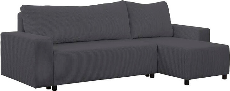 FORNIRO 24 Malaga Ecksofa mit Schlaffunktion - L-Form Schlafcouch, 225x130 cm, Graphit
