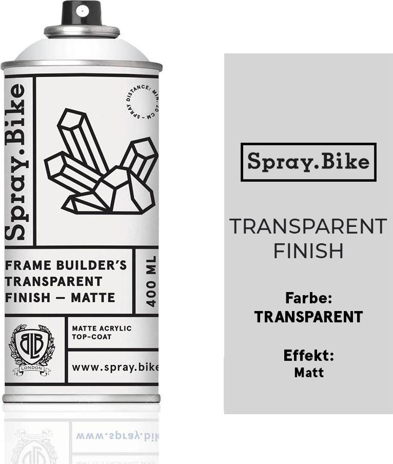 SPRAY.BIKE Fahrrad Lack Spray - Klarlack transparenter Finisher 400ml matter Look COSMOS-48401