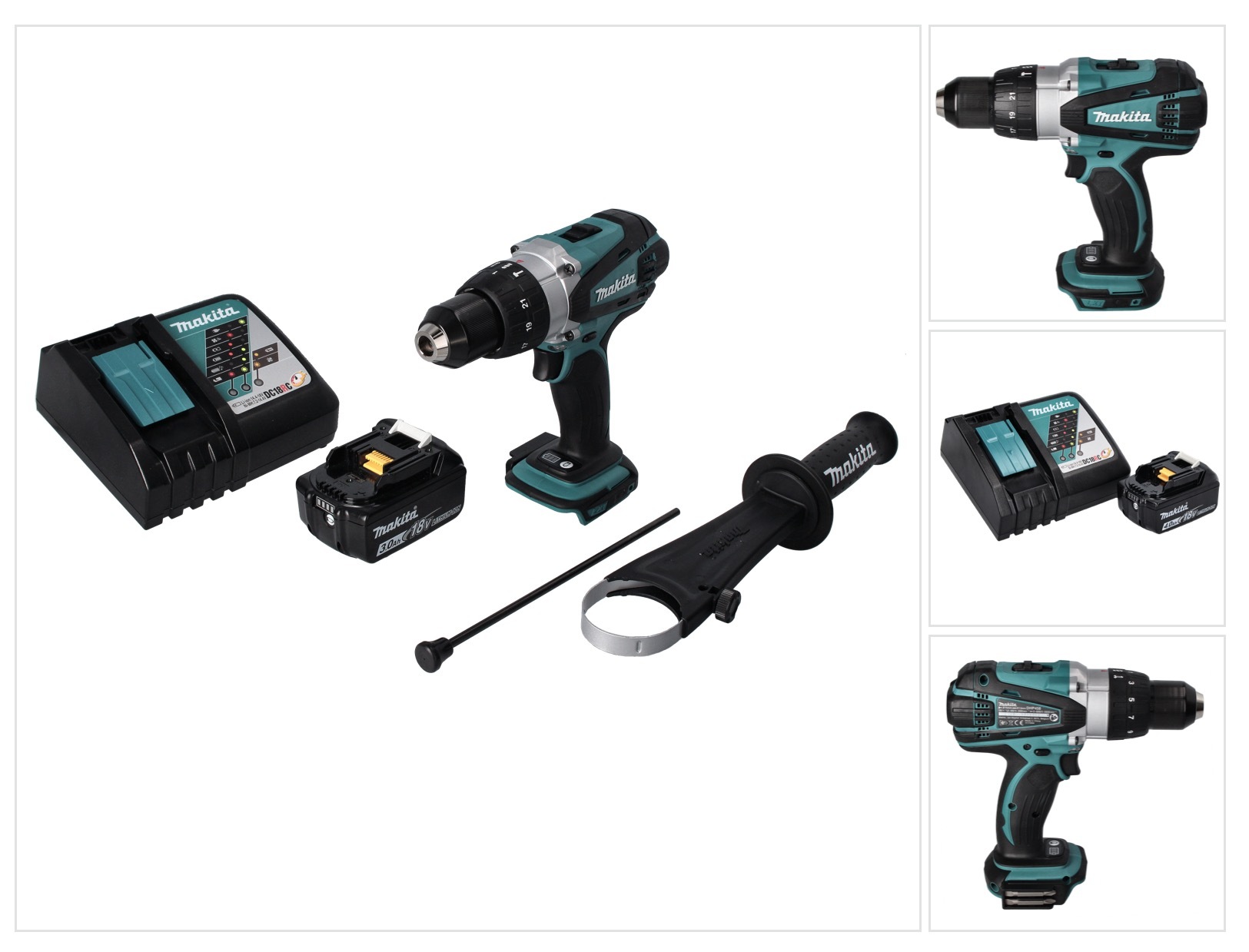 Akumulátorová príklepová vŕtačka Makita DHP 458 RM1 18 V 91 Nm + 1x akumulátor 4,0 Ah + nabíjačka
