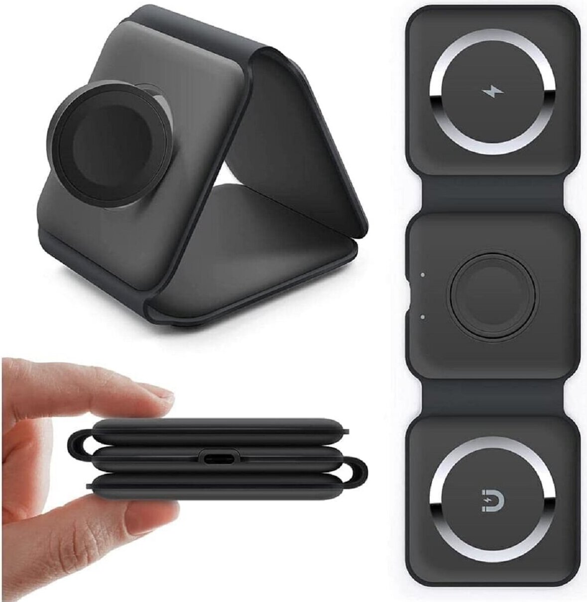 Bezdrôtová nabíjačka 3v1 15W pre smartfón, Apple Watch, AirPods P14 Black