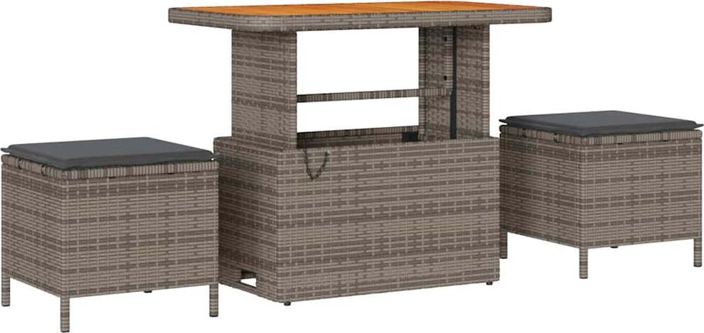 vidaXL Záhradný jedálenský set sivý polyratan