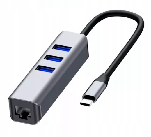 Adaptér HUB USB-C Ethernet Gigabit RJ45 3x USB 3.0