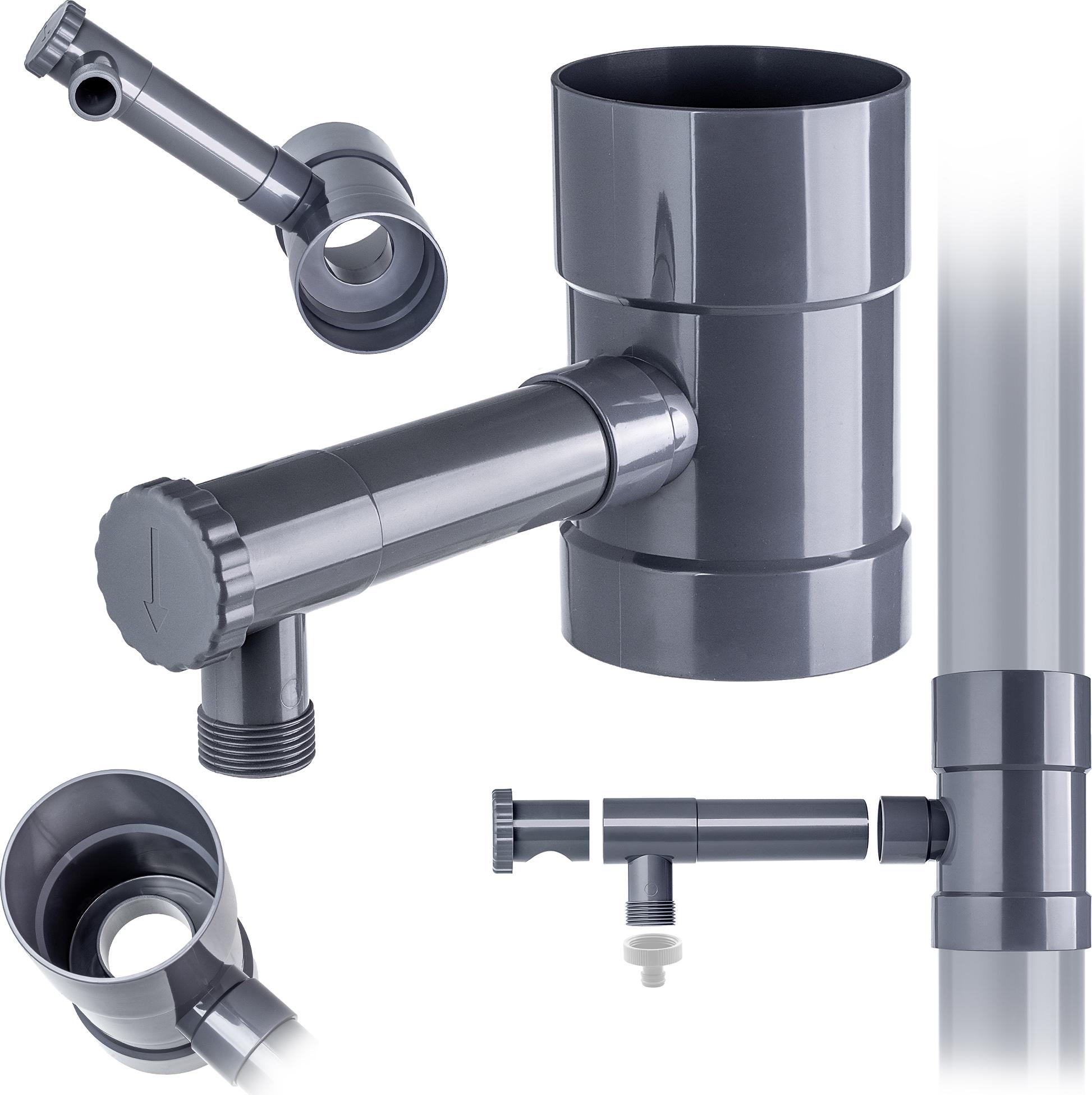 KADAX Regenwasserfänger mit Ventil 100 mm Grau