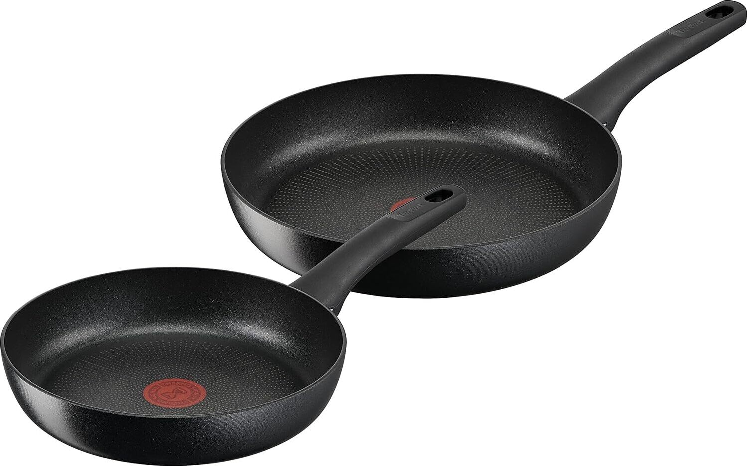 Tefal Hartes Titan-Auf-Pfannen-Set, 24 + 28 cm, Aluminium, sichere Antihaftbeschichtung, Thermosignal, Temperatur für alle Herdarten, geeignet für Induktion