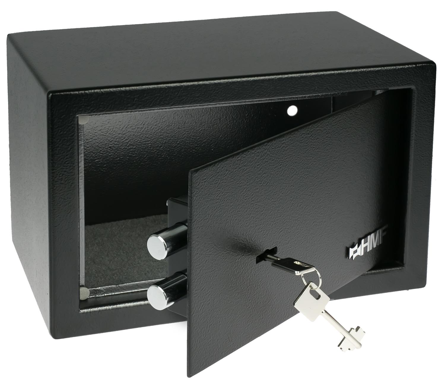HMF 49200-02 Safe Tresor mit Schlüssel, Möbeltresor, 31 x 20 x 20 cm, Schwarz