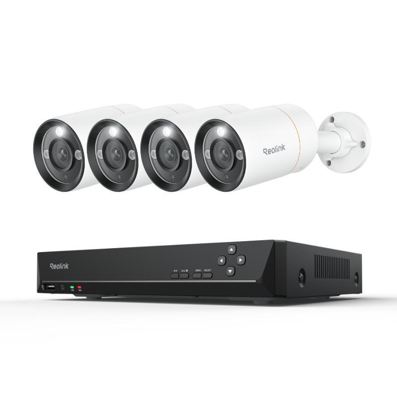 Reolink RLK8-1200B4-A, 12MP vonkajší monitorovací systém, 4x PoE bezpečnostná kamera a 8CH 2TB HDD NVR, reflektor, automatická detekcia osôb, 2-cestný zvuk