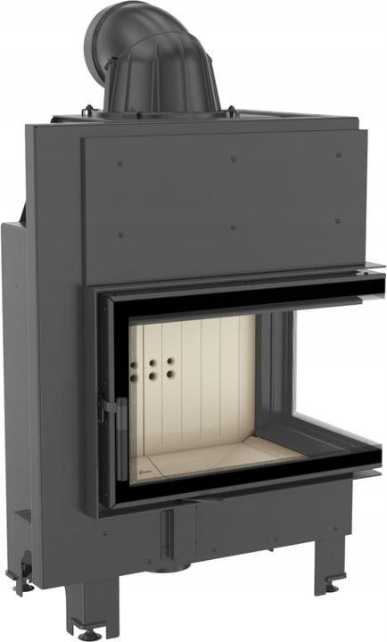 Oceľový krb KRATKI MBM pravý 10 kW Ø 200 samozatváracie dvierka