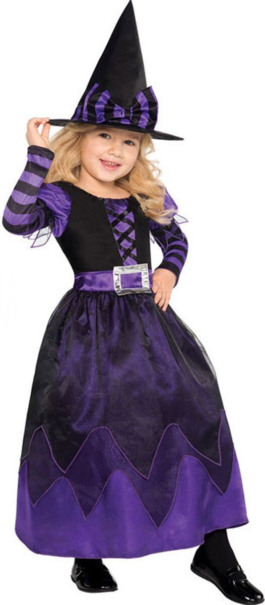 MxsFrundel Hexen-Skelett-Kostüm Für Mädchen – Mit Leuchteffekt, Hexenhut & Aufklebern, Gr. S, Perfekt Für Halloween, Motto-Partys & Süßes Oder Saures