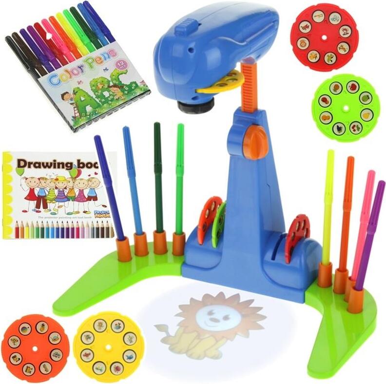 Nobo Kids Zeichenprojektor für Kinder, 32 Folienvorlagen, Blau