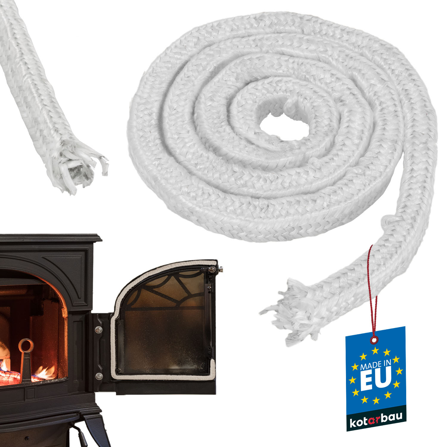 KOTARBAU® Feuerfeste Glasfaser Ofendichtschnur 25 x 25 mm 2m Kamindichtung Ofendichtung Kamindichtung Ofenband