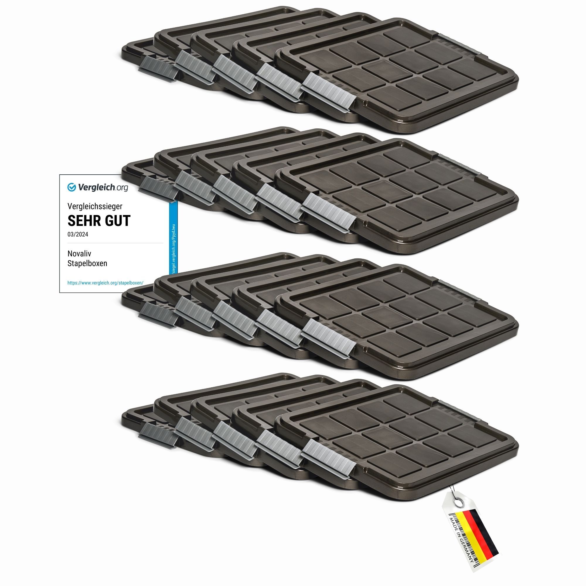 Novaliv 20x Ersatzdeckel für Novaliv 27 Liter mit Clipverschluss 46,5x36,5 cm Antrazit