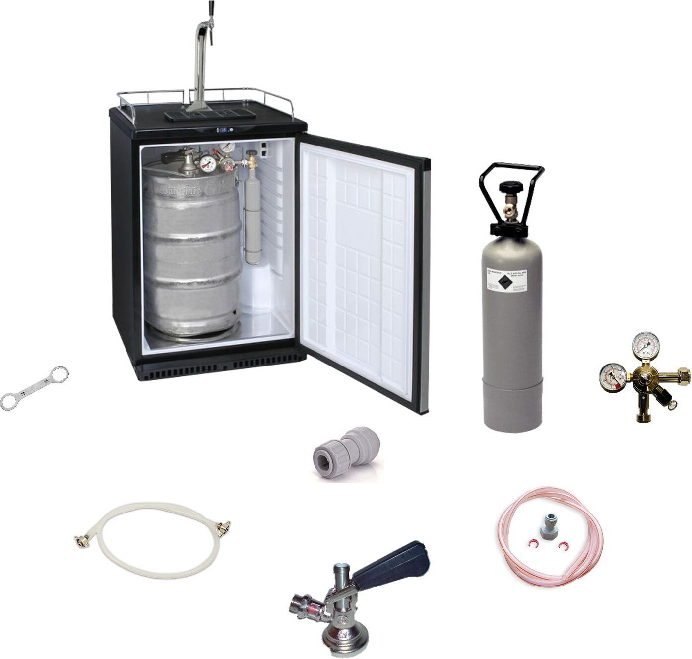 ich-zapfe Fassbierkühlschrank Komplett-Set | 50L Bierzapfanlage mit Schanksäule & Kompensatorhahn, ohne NEW-3472