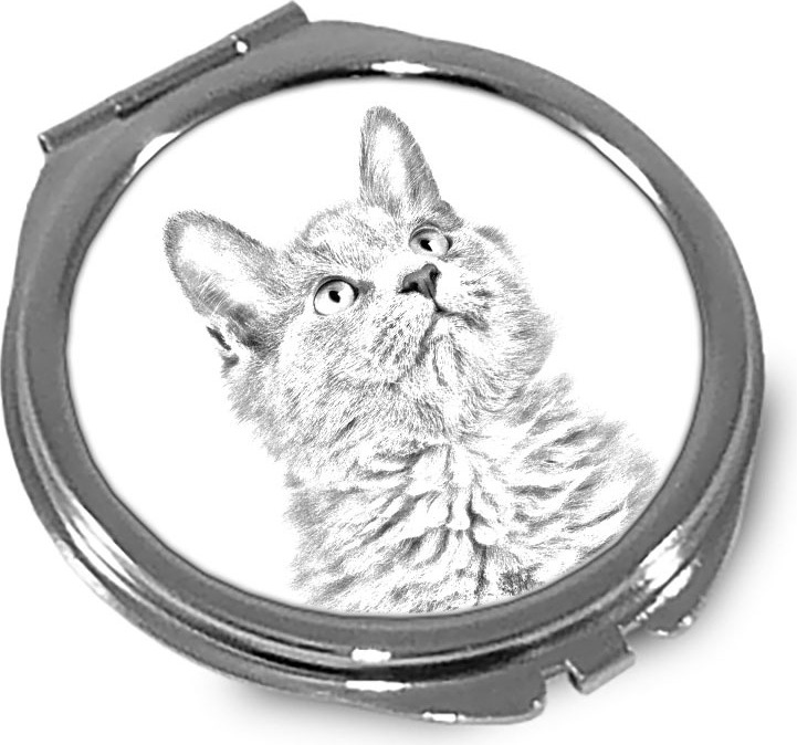 Nebelung Katze - Taschenspiegel mit Katze, personalisierter Taschenspiegel, kompakter Spiegel mit Art-Dog-Logo