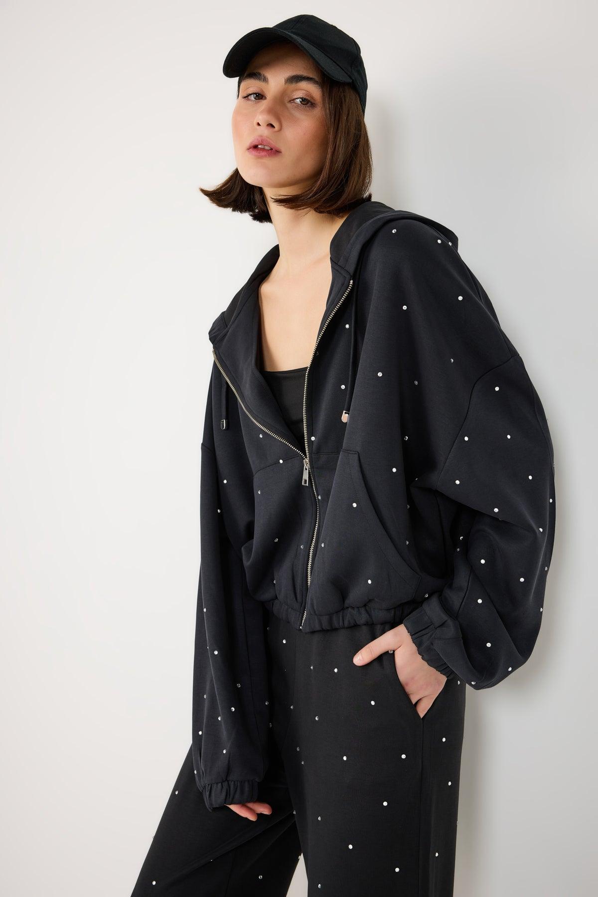 No Matter What Kapuzenjacke mit Steinmuster, Black, L 61596-85828