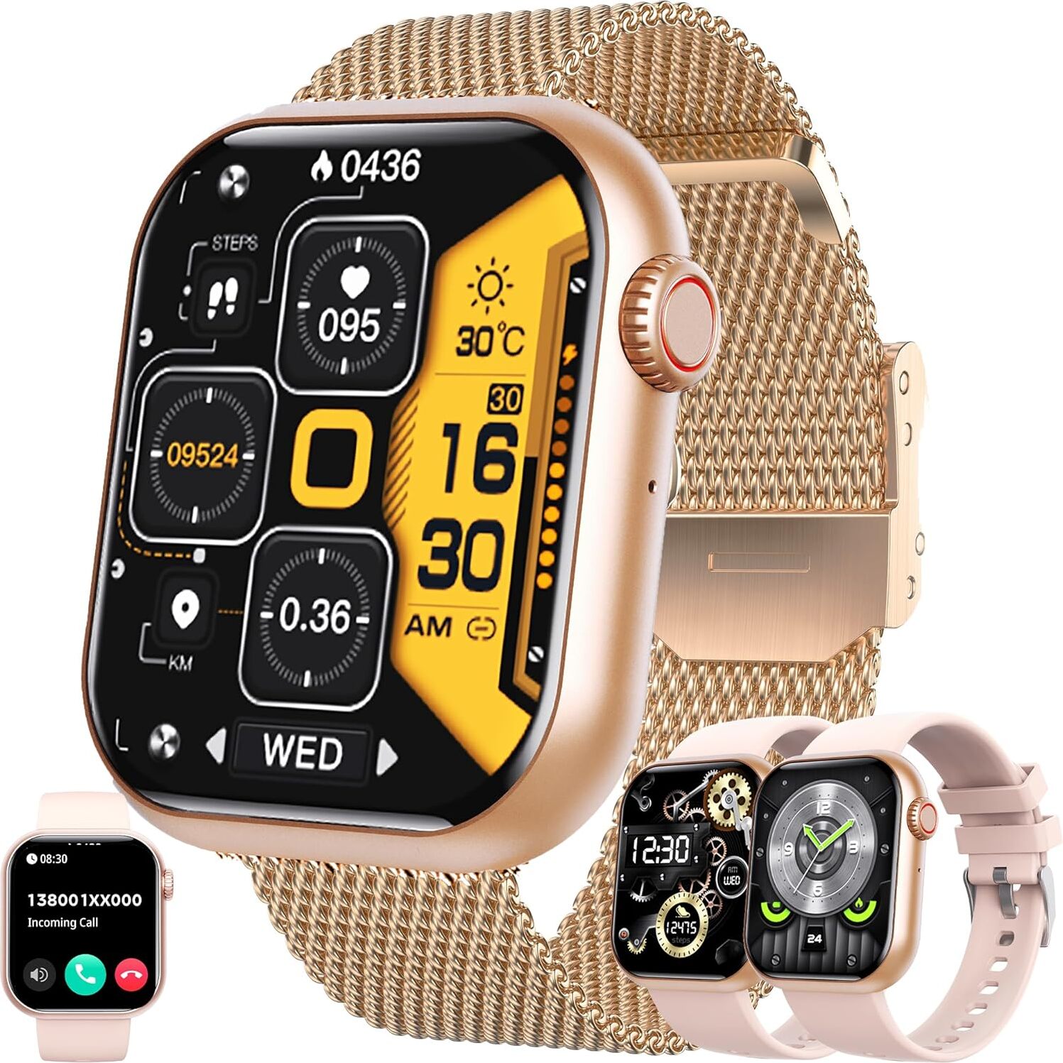 ZPIMY Herren-Smartwatch mit Telefonfunktion, AMOLED 5ATM wasserdichte Fitnessuhr mit Schrittzähler, Herzfrequenz, SpO2, Schlafmonitor, 123 Sportmodi