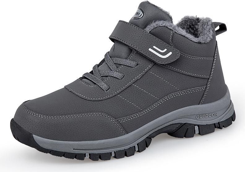 Unbranded Herrenmode-Plüsch-Kunstleder-Winterstiefel, 45, grau