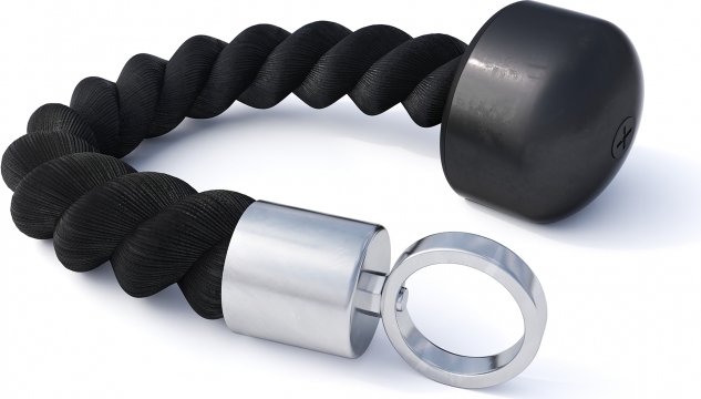 GORILLA SPORTS® Trizepsseil - Einhand, inkl. Drehgelenk, 30 cm, bis 120 kg Belastbar, Nylon, Schwarz - Trizeps Seil, Kabelzuggriff, Seilzug, Trizepstau, Bizeps Seil, Kabelzug Seil, Bizeps Tau 100867-00019-0001