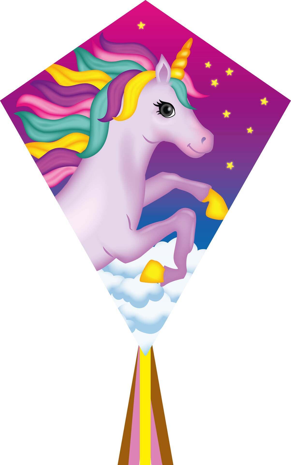 Cerf-volant En Diamant Motif Cheval - Pour Enfants - Complet Avec Ligne, Poignée, Queue Et Sac