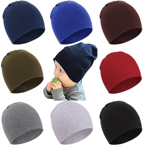 Equivera Baby-Mütze, weich gestrickt - 8 Stück - Baby-Mützen - Baby-Mützen für Neugeborene - Bequem - Langlebig - Wärme für Kopf und Ohren - Babymütze