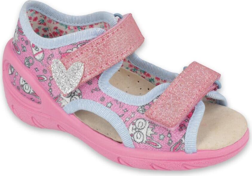 Kinderschuhe Sandalen Befado Lederdecksohle Herz Rosa 21
