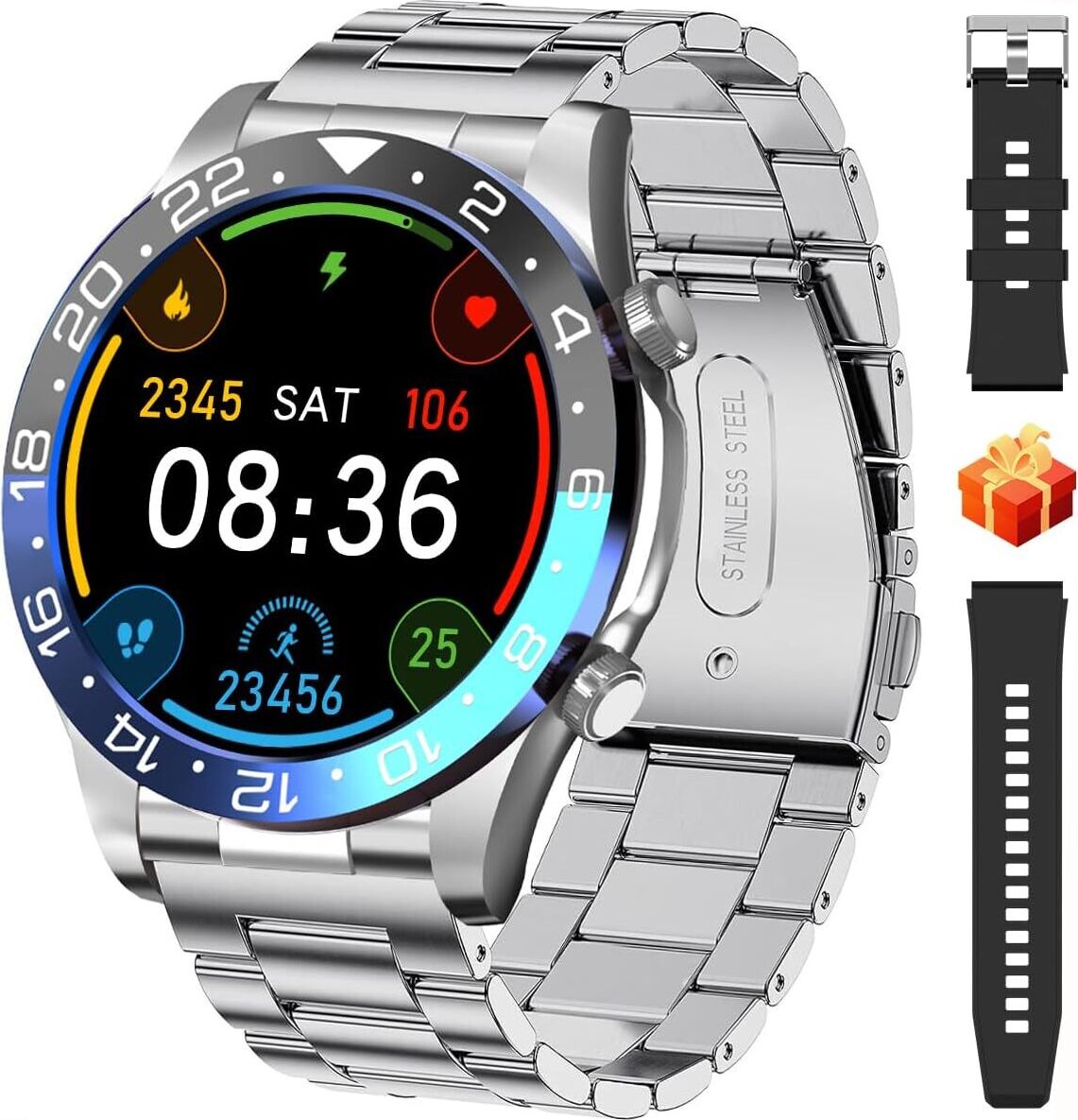 Smartwatch Muži 1,43 palca AMOLED volania Bluetooth Fitness Tracker IP68 Vodotesný monitor srdcovej frekvencie Monitor spánku Monitor hodinky pre Android iOS