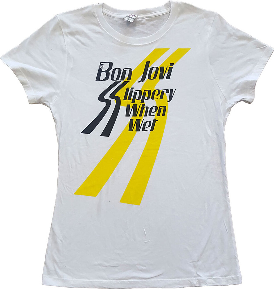 Rock Off Bon Jovi - Slippery When Wet Womens Medium T-Shirt - Weiß BONJTS05MW02