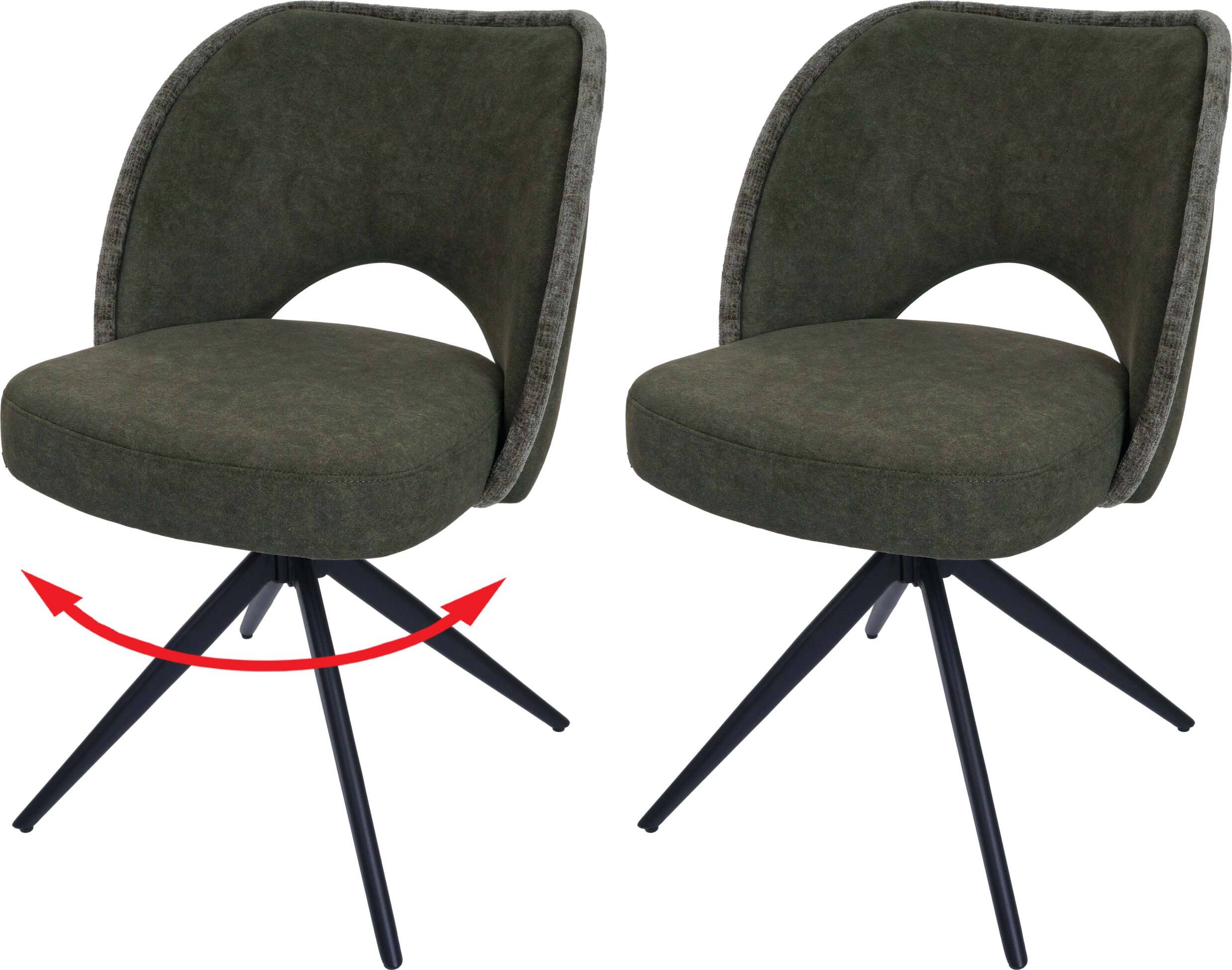 sada 2 jedálenských stoličiek HWC-N72, čalúnená kuchynská stolička, otočná s automatickým vrátením, látka/textil (420 g/m²) Oeko-Tex ~ zelená