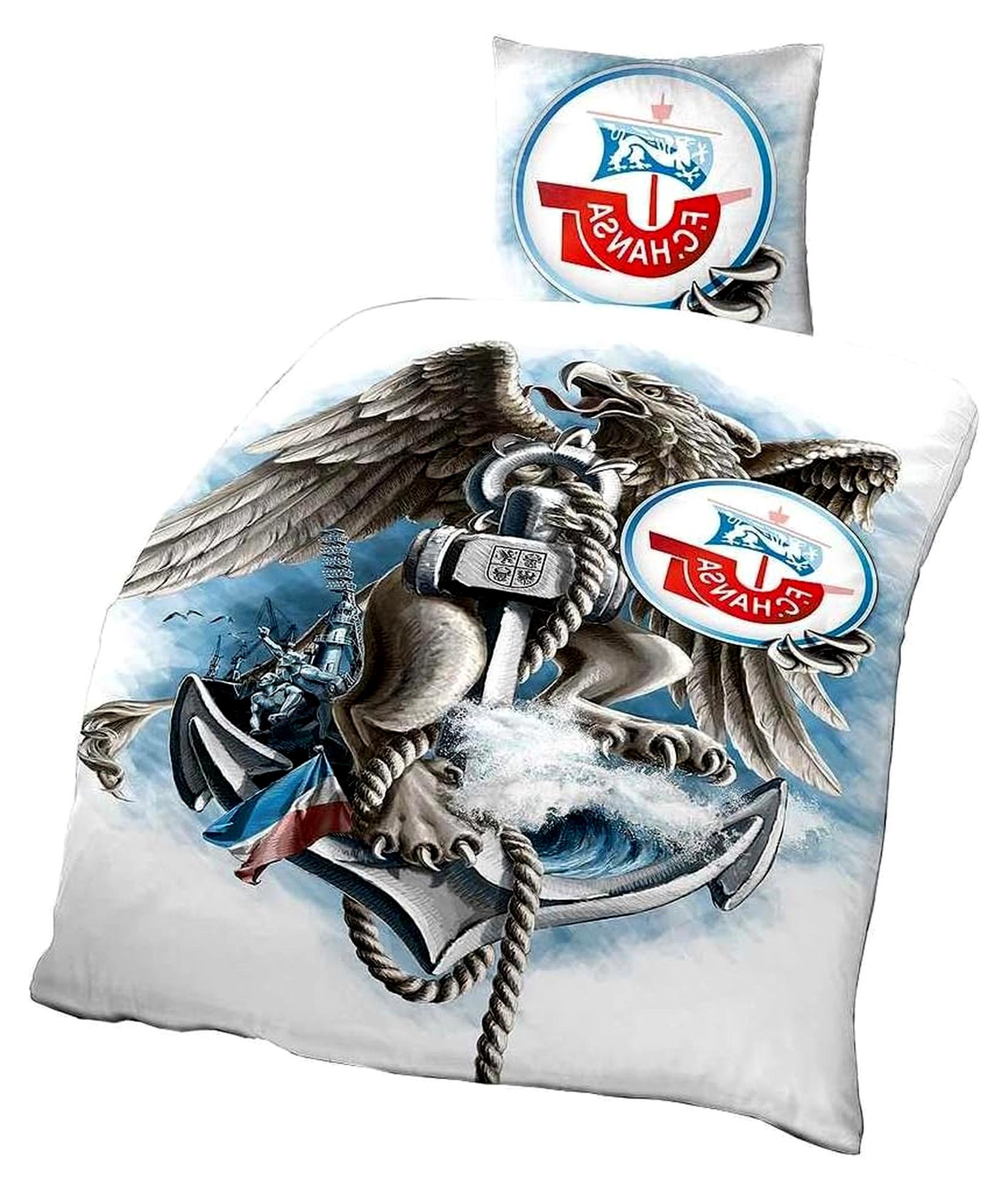 Markenlos F.C. Hansa Rostock Bettwäsche - Greif - 2-teilig 135 x 200 cm im Jutebeutel