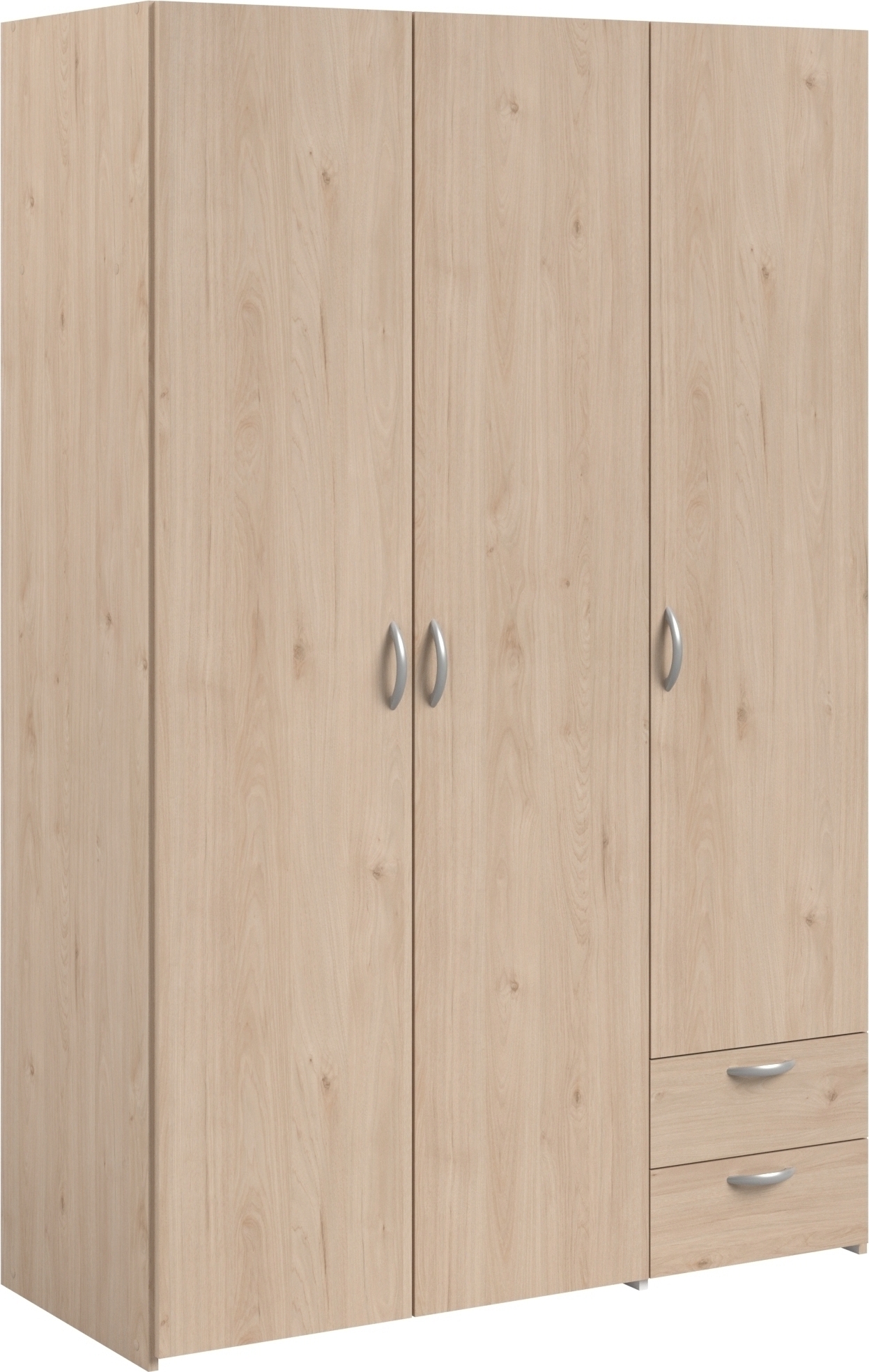 Drehtürenschrank >Daily 12< 3 Türen, 2 Schubladen, in Eiche Nachbildung - 120x185x51cm (BxHxT)