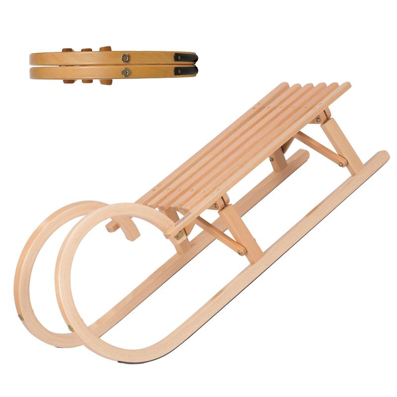 COLINT VTSporT Faltschlitten Hörnerschlitten 110 cm Klappschlitten Hörner faltbar Schlitten Rodel Holzschlitten Holz HKS 43100