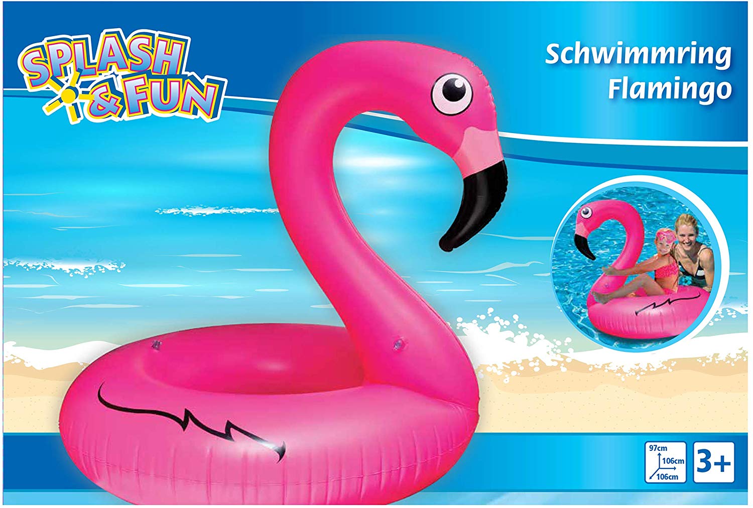ca 120x90 cm Sonderpreis. Schwimmring Flamingo aufblasbar 