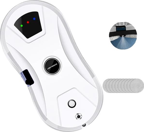 Robot na čistenie okien, navigácia s umelou inteligenciou, ultrazvukový rozprašovač vody, BIELY, Áno