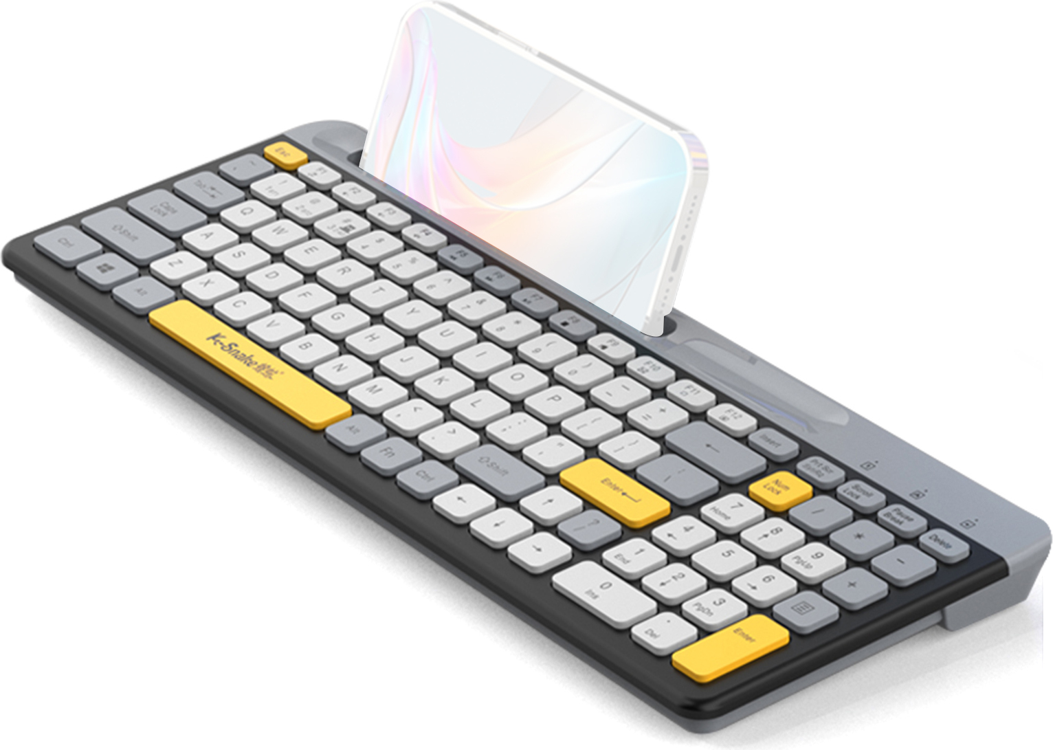 Aibecy K100 2,4G Kabellose Tastatur gaming bluetooth 100-Tasten Mechanische Tastatur Ultra-Slim-Tastatur mit Telefonhalter - Schimmer